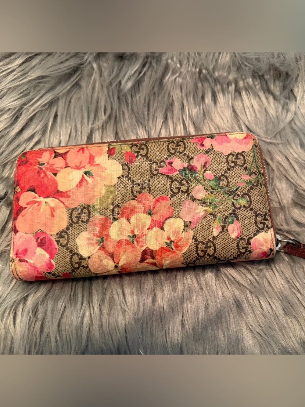 GG Pink Blooms Zip Around Wallet